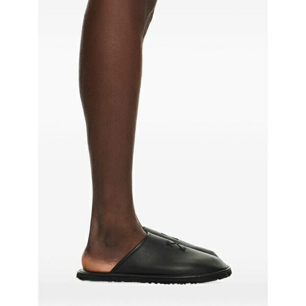 象牙色 メンズ サンダル シューズ Arrow leather slippers Black