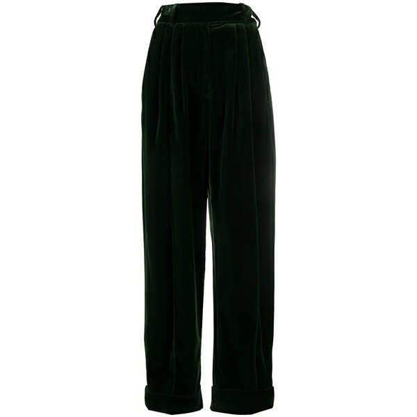 アレクサンドル・ボーティエ レディース カジュアルパンツ ボトムス High-waisted velvet trousers Green|asty