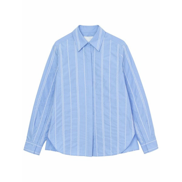 スリーワンフィリップリム レディース シャツ トップス Stripe-pattern cotton-blend shirt Blue｜asty
