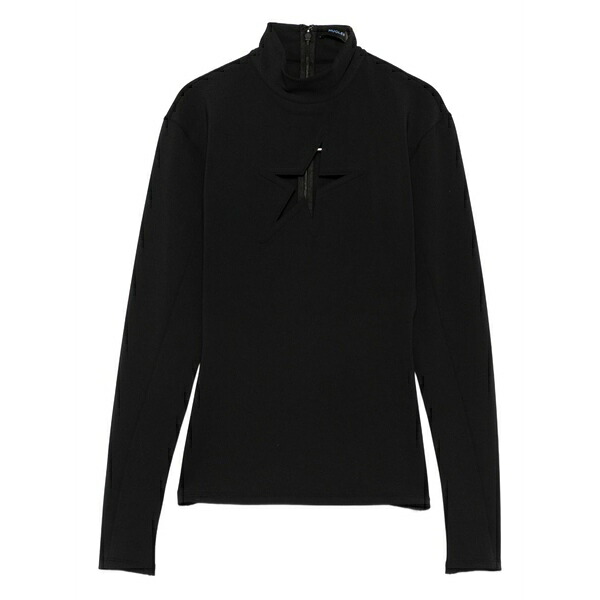 マグラー レディース プルオーバー トップス High-neck long-sleeve t-shirt Black