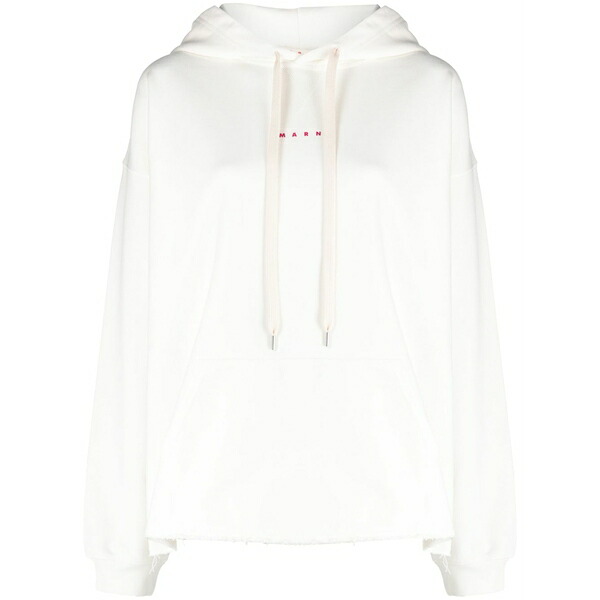 マルニ レディース パーカー・スウェットシャツ アウター Logo-print cotton hoodie White