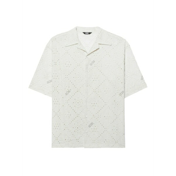 ジーシーディーエス メンズ シャツ トップス Broderie-anglaise shirt White|asty