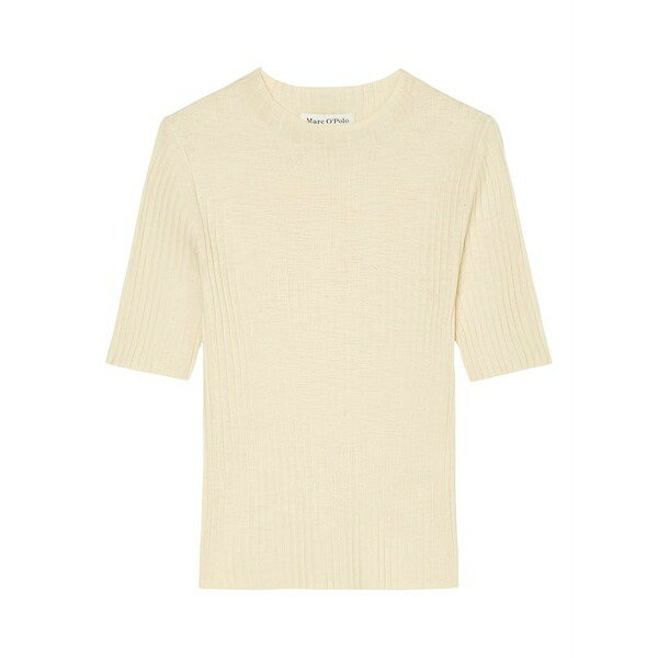 マルコポーロ レディース プルオーバー トップス Ribbed short-sleeves t-shirt Neutrals