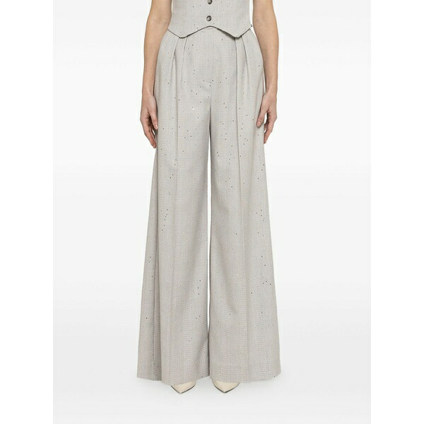 ニッサ レディース カジュアルパンツ ボトムス Embellished wide-leg palazzo pants Grey｜asty
