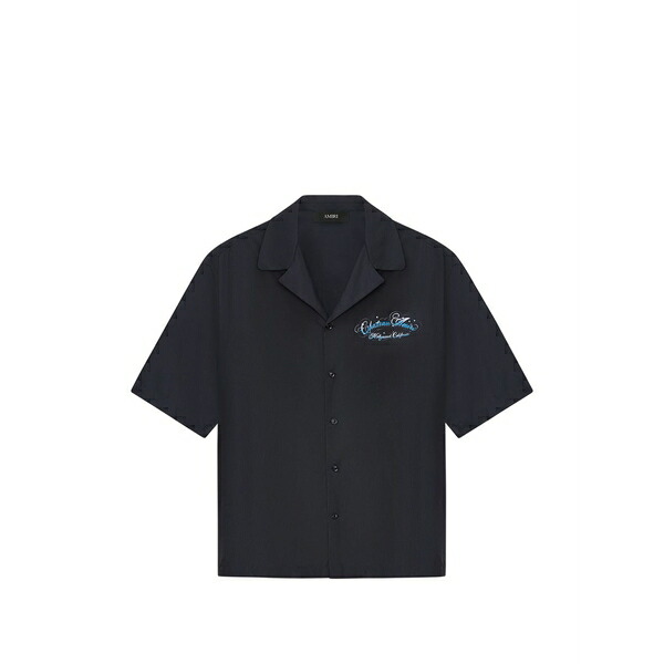 アミリ メンズ シャツ トップス Logo-detail camp shirt Blue|asty