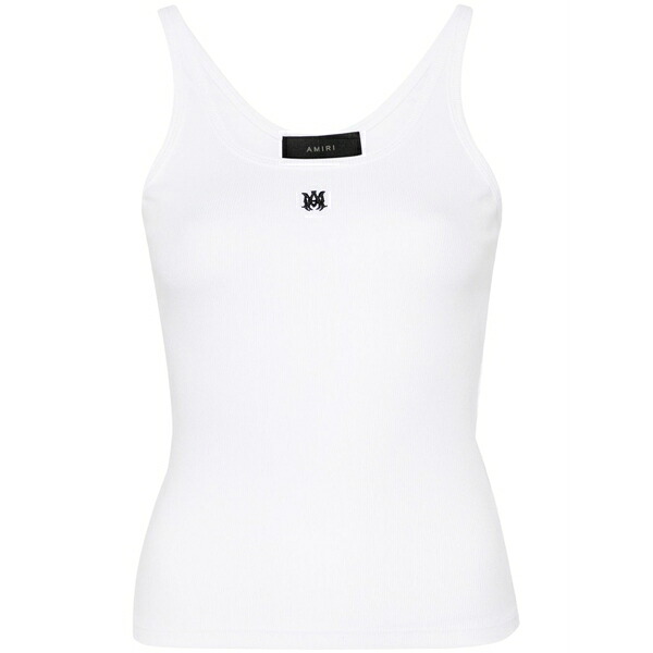 アミリ レディース カットソー トップス Ma embroidered ribbed tank top White｜asty
