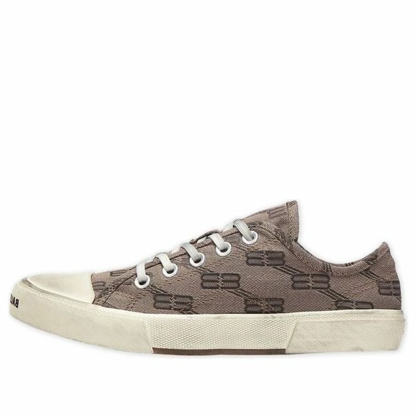 Balenciaga バレンシアガ メンズ スニーカー  【Balenciaga Paris Low Top Sneakers \u0027Tan Allover Logo Cotton and White Rubber\u0027 688754W3RQ22298】  大きさ US_9(27.0糎)
