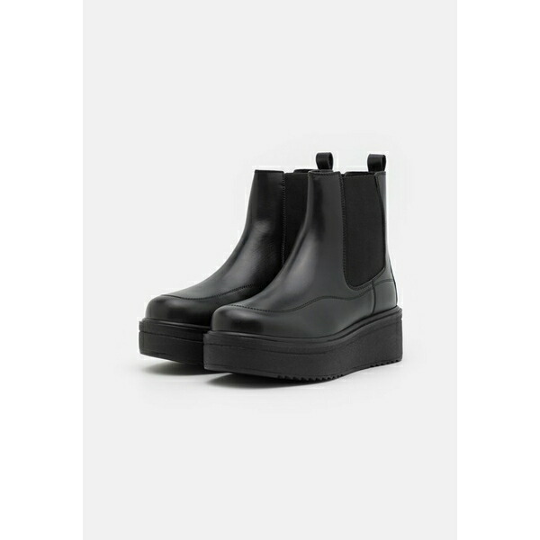 Zign ザイン LEATHER Platform ankle boots black レディース