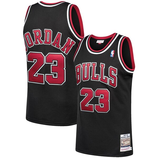 ミッチェルネス メンズ ユニフォーム トップス Michael Jordan Chicago Bulls Mitchell Ness 199798  Hardwood Classics Authentic Player Jersey Black 【メーカー直売】