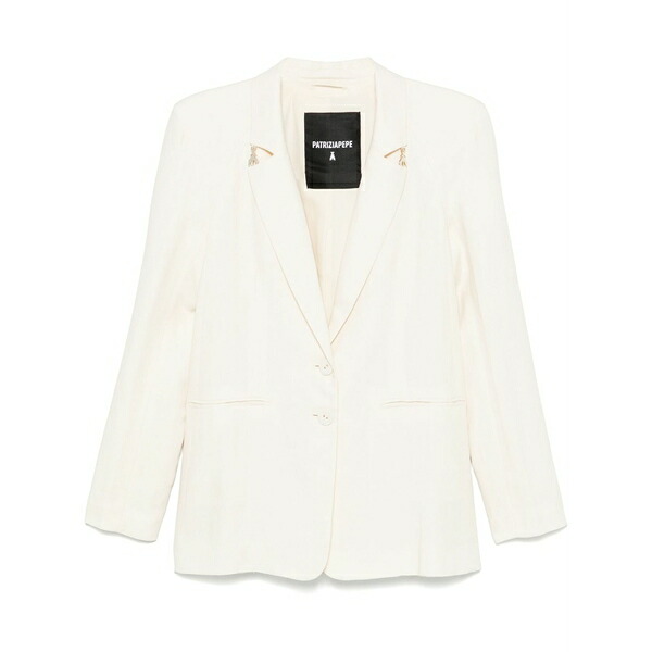 パトリツィア ペペ レディース ジャケット＆ブルゾン アウター Logo-plaque detailed blazer Neutrals｜asty