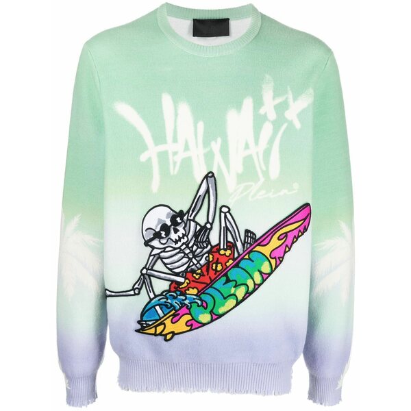 フィリップ飾り気のない メンズ 編み物\u0026プルオーバー アウター Hawaii graphic-print jumper Green