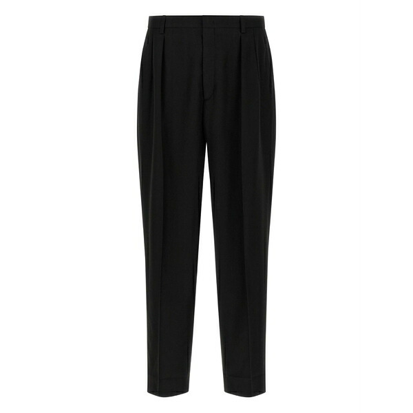 地下室 部屋の入り口 メンズ 心地好いズボン下 ボトムス Pleated pin-tuck trousers Black