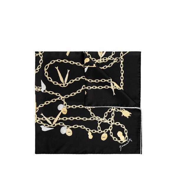 ジバンシー レディース 消音装置・袈裟・えり巻き 佩び物 Chain-motif silk scarf Black