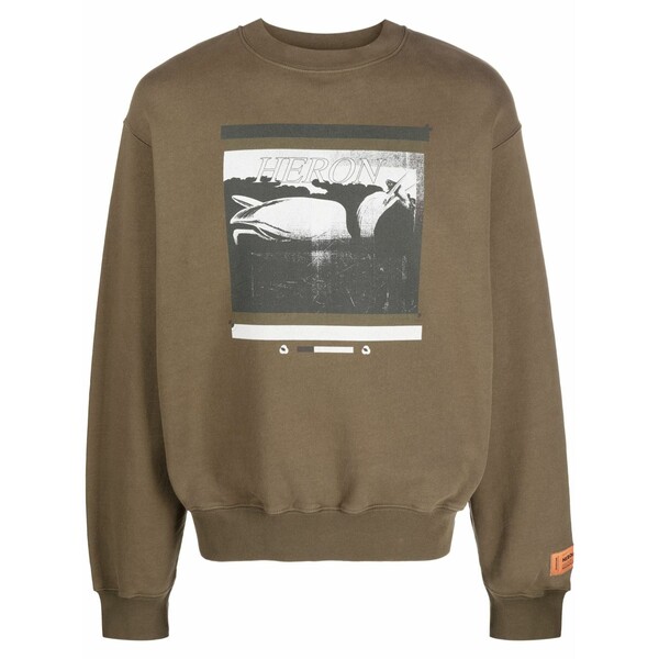 戸呂 プレストン メンズ パーカー・スウェットシャツ アウター Logo-patch bird-print cotton sweatshirt Green