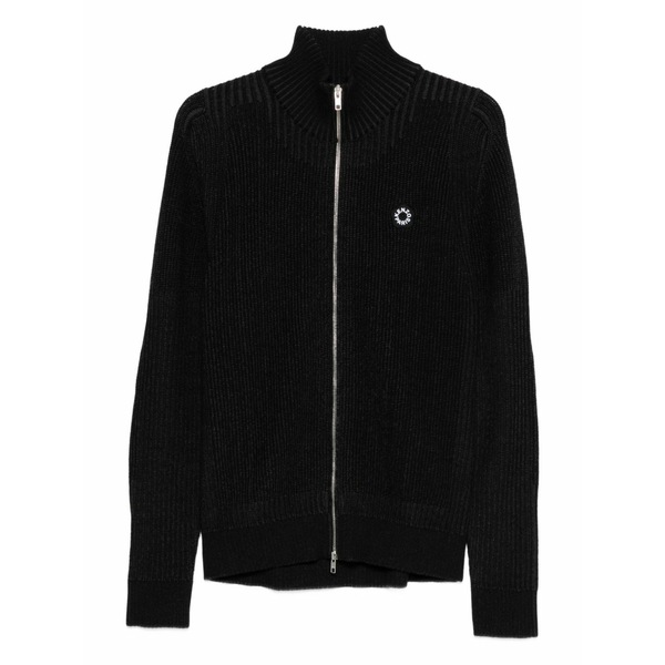 ケンゾー メンズ ジレー アウター Ribbed zip-up cardigan Black