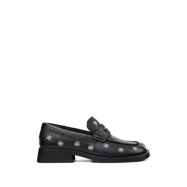 カンペール レディース スリッポン・ローファー シューズ Donna floral-embroidered loafers Black