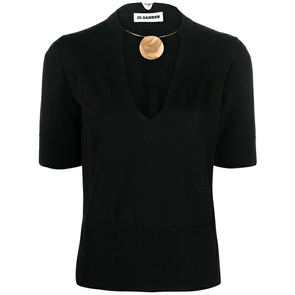ジル・サンダー レディース ティーシャツ トップス Choker-neck short-sleeve top Black