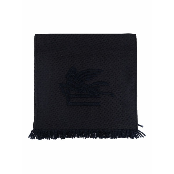 エトロ レディース えり巻き・袈裟・えり巻き 付属物 Logo-embroidered scarf Blue
