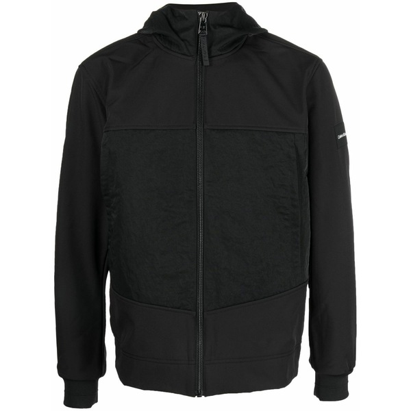 カルバンクライン メンズ 上衣＆上衣 アウター Heavy-crinkle hooded jacket Black コート・ジャケット-メンズファッション