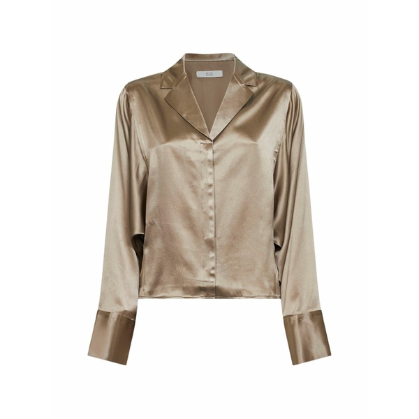 コー レディース シャツ トップス Silk lapel-collar shirt Neutrals｜asty
