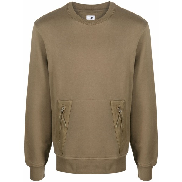 シーピーカンパニー メンズ パーカー・スウェットシャツ アウター Sleeve-pocket crew-neck sweatshirt Green トップス-パーカー-メンズファッション
