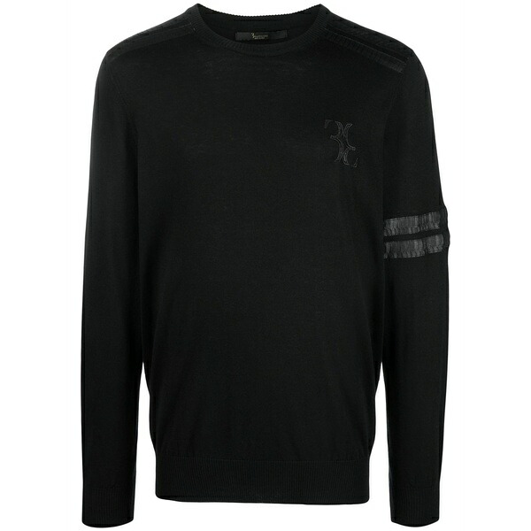 ビリオネア メンズ 編み物\u0026ティーシャツ アウター Snakeskin-effect fine-knit jumper  Black
