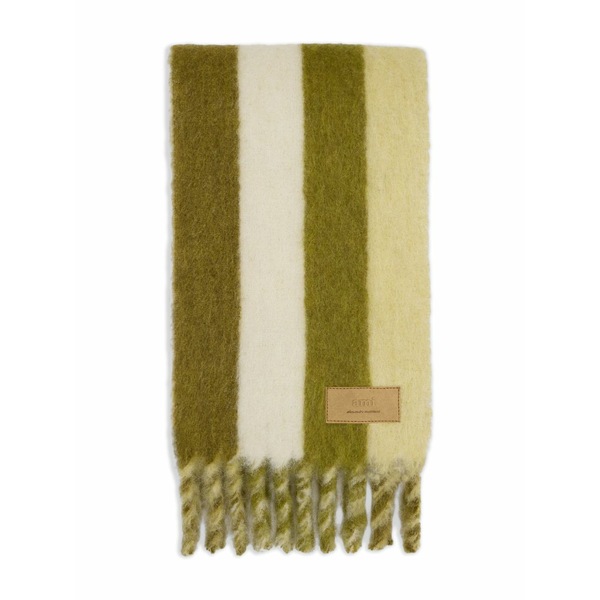 アミ メンズ マフラー・ストール・スカーフ アクセサリー Striped fringed scarf Green|asty