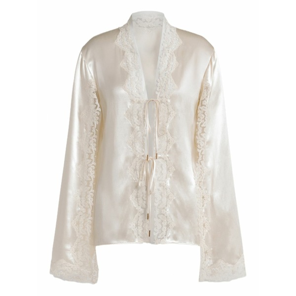 アルベルタ フェレッティ レディース シャツ トップス Lace v-neck blouse White｜asty