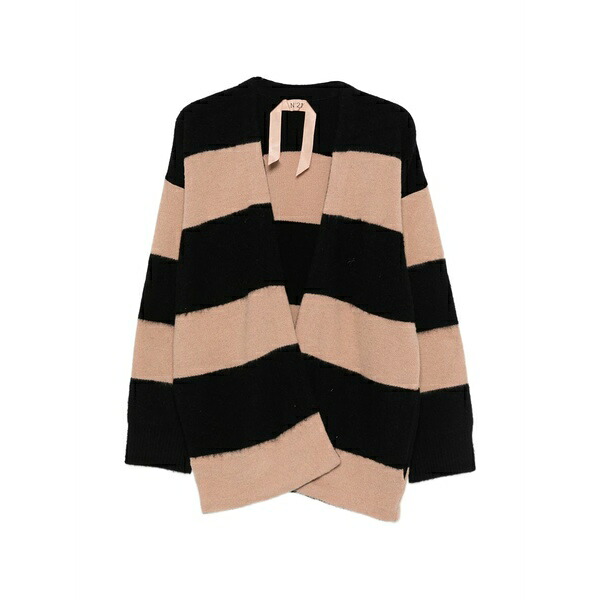 ヌメロ ヴェントゥーノ レディース ジレー アウター Striped cardigan Neutrals