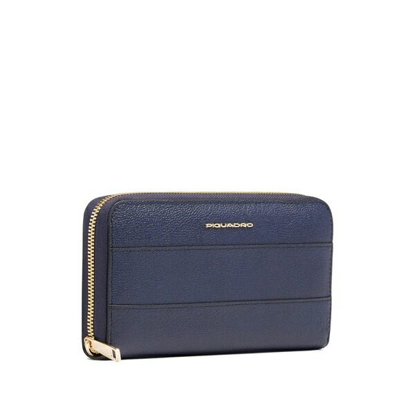 ピークアドロ  レディース 紙入れ 付属品 Zip-around leather wallet Blue