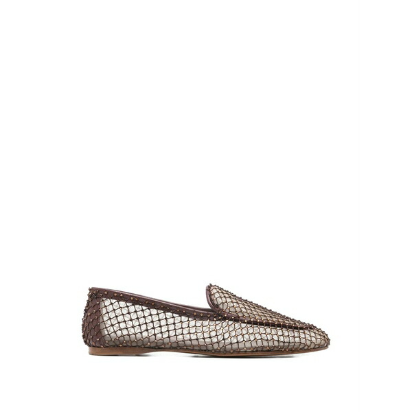 フォルテ フォルテ レディース スリッポン・ローファー シューズ Strass mesh loafers Brown