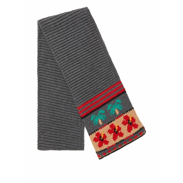 アラヌイ レディース えり巻き・袈裟・えり巻き 付属物 Hibiscus bloom palm-tree wool scarf Grey