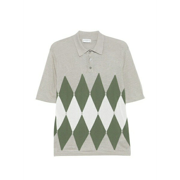 バランタイン メンズ ポロシャツ トップス Argyle-pattern polo shirt Neutrals|asty