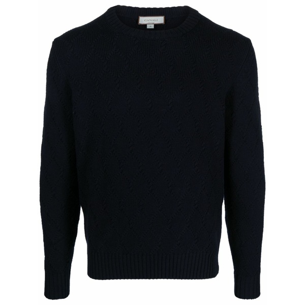 カナーリ メンズ 編み物\u0026プルオーバー アウター Crew-neck merino wool jumper Blue