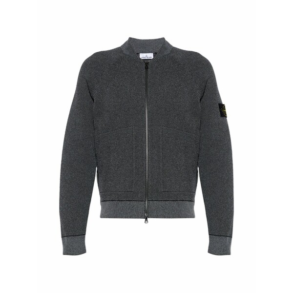 ストーンアイランド メンズ ジレー アウター Logo-patch zip-up cardigan Grey