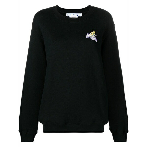 オフホワイト レディース ニット&セーター アウター Floral arrows-motif sweatshirt Black｜asty