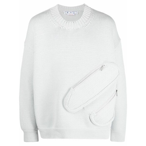 象牙色 メンズ パーカー・スウェットシャツ アウター Zip-compartment crew-neck sweatshirt Grey