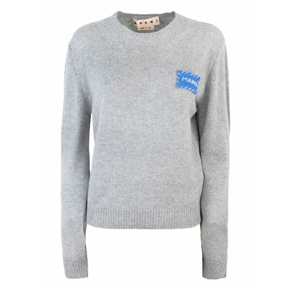 マルニ レディース 編み物\u0026スウェーター アウター Logo-patch cashmere sweater Grey