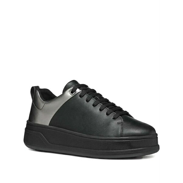 ジェオックス レディース スニーカー シューズ Metallic panel leather sneakers Black