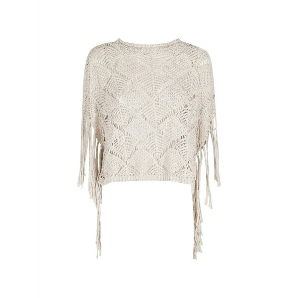 アントネリ レディース ニット&セーター アウター Brionia fringed sweater Neutrals|asty