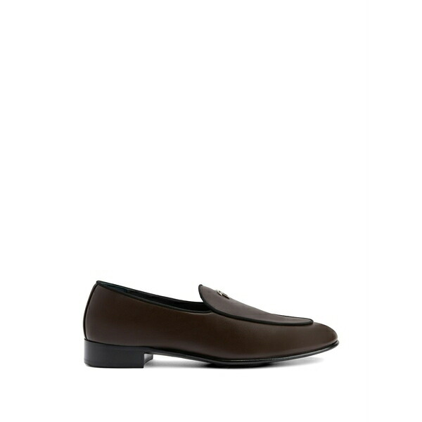 ジュゼッペザノッティ メンズ スリッポン・ローファー シューズ Metal logo leather loafers Brown|asty