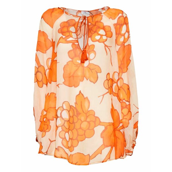 エトロ レディース シャツ トップス Floral-print blouse Orange|asty