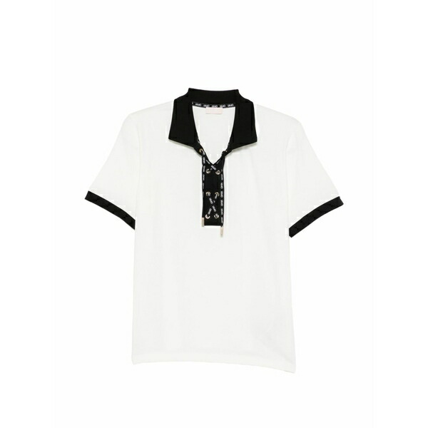 リュージョー レディース スポーツシャツ トップス Lace-up polo top White