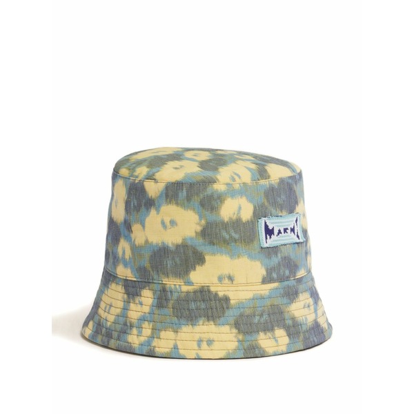 マルニ メンズ かぶり笠 佩び物 Floral logo patch bucket hat Yellow
