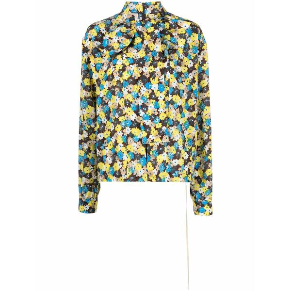 プランシー レディース シャツ トップス Floral print silk shirt Black｜asty