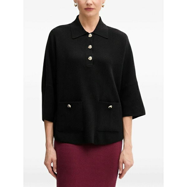 ジョセフリブコフ レディース スポーツシャツ トップス Button-embellishment polo top Black