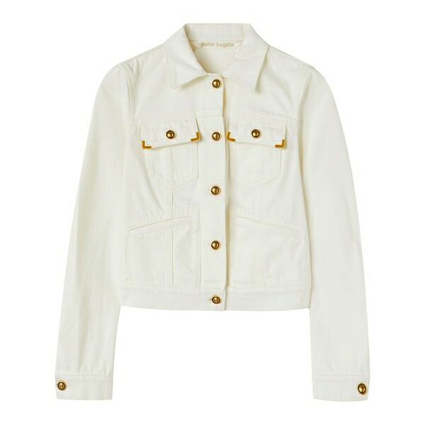 パーム・エンジェルス レディース 上衣＆上衣 アウター Spread-collar denim jacket White
