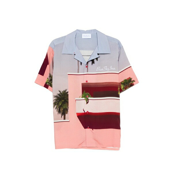 青色 天の原 はたご屋 メンズ プルオーバー トップス Printed shirt Pink
