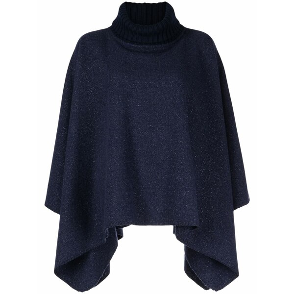 チンツィア ロッカ レディース 厚地の外套 アウター Roll-neck lurex-detail cape Blue