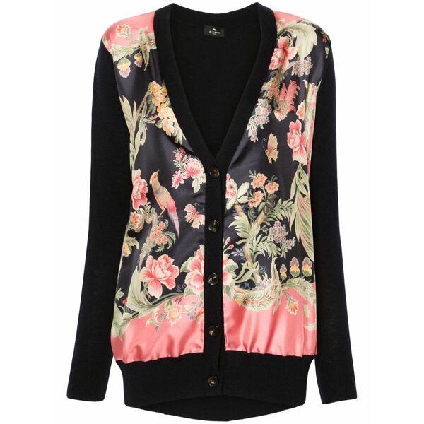 エトロ レディース ジレー アウター Floral-print cardigan  Blue